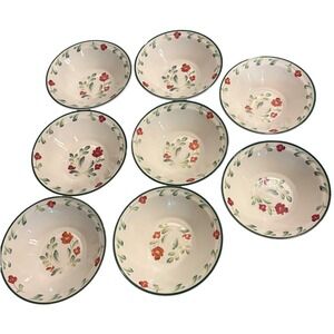 International Tableworks Provence Soup Cereal Bowls Set of 7 Floral Stoneware 8"